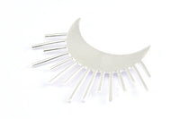 Moon and Sun, 925 Silver Crescent Moon and Semi Sun Ethnic Pendants With 2 Loops, Findings, Charms (49x35x1mm) U122