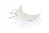 Moon and Sun, 925 Silver Crescent Moon and Semi Sun Ethnic Pendants With 2 Loops, Findings, Charms (49x35x1mm) U122