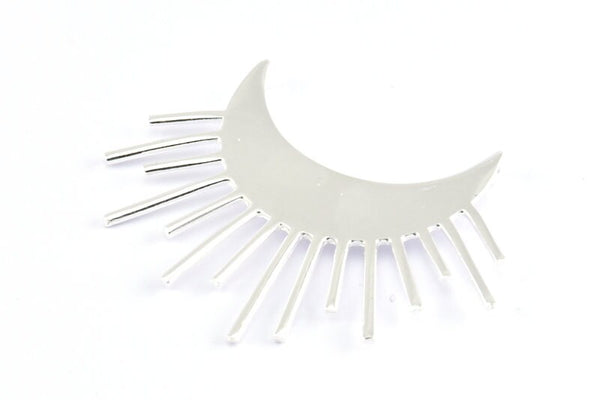 Moon and Sun, 925 Silver Crescent Moon and Semi Sun Ethnic Pendants With 2 Loops, Findings, Charms (49x35x1mm) U122