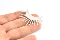 Moon and Sun, 925 Silver Crescent Moon and Semi Sun Ethnic Pendants With 2 Loops, Findings, Charms (49x35x1mm) U122