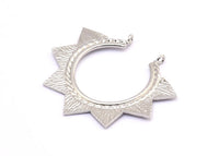 Silver Sunny Pendant, 2 Silver Tone Brass Sunny Ethnic Pendants With 2 Loops, Findings, Charms (39x45x1.5mm) BS 1945