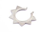 Silver Sunny Pendant, 2 Silver Tone Brass Sunny Ethnic Pendants With 2 Loops, Findings, Charms (39x45x1.5mm) BS 1945