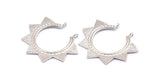 Silver Sunny Pendant, 2 Silver Tone Brass Sunny Ethnic Pendants With 2 Loops, Findings, Charms (39x45x1.5mm) BS 1945