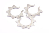 Silver Sunny Pendant, 2 Silver Tone Brass Sunny Ethnic Pendants With 2 Loops, Findings, Charms (39x45x1.5mm) BS 1945