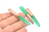 Resin&Wood Pendant,2 Green Brown Geometric Pendant with 1 Hole, Findings (61x7mm) D0235