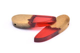 Resin&Wood Pendant,1 Red Brown Geometric Pendant with 1 Hole, Findings (51x16mm) X100