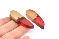 Resin&Wood Pendant,1 Red Brown Geometric Pendant with 1 Hole, Findings (51x16mm) X100