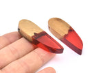 Resin&Wood Pendant,1 Red Brown Geometric Pendant with 1 Hole, Findings (51x16mm) X100