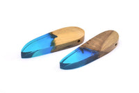 Resin&Wood Pendant,1 Blue Brown Geometric Pendant with 1 Hole, Findings (51x16mm) X093