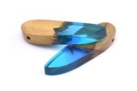 Resin&Wood Pendant,1 Blue Brown Geometric Pendant with 1 Hole, Findings (51x16mm) X093