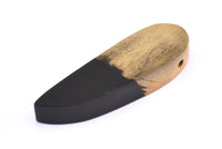 Resin&Wood Pendant,1 Black Brown Geometric Pendant with 1 Hole, Findings (51x16mm) X104