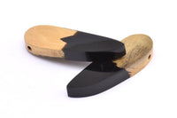 Resin&Wood Pendant,1 Black Brown Geometric Pendant with 1 Hole, Findings (51x16mm) X104