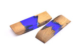Resin&Wood Pendant,1 Blue Brown Geometric Pendant with 1 Hole, Findings (58x16x8mm) X091