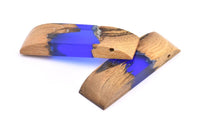 Resin&Wood Pendant,1 Blue Brown Geometric Pendant with 1 Hole, Findings (58x16x8mm) X091
