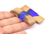 Resin&Wood Pendant,1 Blue Brown Geometric Pendant with 1 Hole, Findings (58x16x8mm) X091