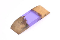 Resin&Wood Pendant,1 Purple Brown Geometric Pendant with 1 Hole, Findings (58x16x8mm) X094