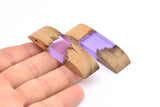 Resin&Wood Pendant,1 Purple Brown Geometric Pendant with 1 Hole, Findings (58x16x8mm) X094
