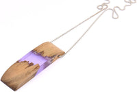 Resin&Wood Pendant,1 Purple Brown Geometric Pendant with 1 Hole, Findings (58x16x8mm) X094