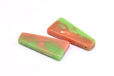 Resin Geometric Pendant, 1 Green Brown Geometric Pendant with 2 Holes, Earrings (46x22x11x6.50mm) X081