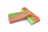 Resin Geometric Pendant, 1 Green Brown Geometric Pendant with 2 Holes, Earrings (46x22x11x6.50mm) X081