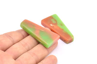 Resin Geometric Pendant, 1 Green Brown Geometric Pendant with 2 Holes, Earrings (46x22x11x6.50mm) X081