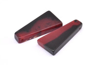 Resin Geometric Pendant, 1 Red Black Geometric Pendant with 2 Holes, Earrings (46x22x11x6.50mm) X084