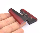 Resin Geometric Pendant, 1 Red Black Geometric Pendant with 2 Holes, Earrings (46x22x11x6.50mm) X084