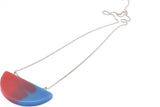 Resin Half Moon Pendant, 1 Blue Red Geometric Pendant with 2 Loops, Earrings (50x27x5mm) X098