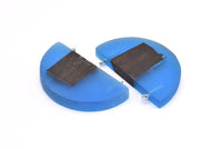 Resin&Wood Half Moon Pendant, 1 Blue Half Moon Pendant with 2 Loops, Earrings (54x30x8mm) X099
