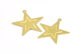 Brass Star Charm, 24 Raw Brass Star Charms with 1 Loop (29x30mm) D0062