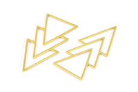 Gold Triangle Pendant, 2 Gold Plated Brass Geometric Pendants (46x21x1mm) E034 Q0597