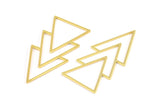 Gold Triangle Pendant, 2 Gold Plated Brass Geometric Pendants (46x21x1mm) E034 Q0597