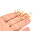 Gold Triangle Pendant, 2 Gold Plated Brass Geometric Pendants (46x21x1mm) E034 Q0597