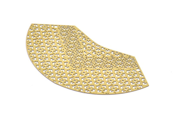 Brass Earring Charm ,4 Raw Brass Textured Geometric Earring Charms With 2 Holes Pendants, Findings (67x32mm) E463