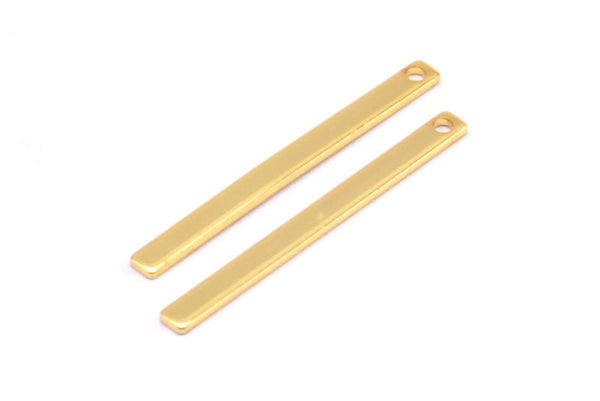 Tiny Bar Pendant, 10 Gold Plated Brass Necklace Bars With 1 Hole (30x2.5x0.80mm) E390