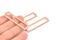 Rose Gold Rectangle Connector, 2 Rose Gold Plated Brass Rectangle Connectors With 2 Loops (57x14x1mm) E124