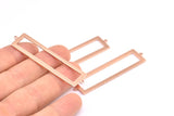 Rose Gold Rectangle Connector, 2 Rose Gold Plated Brass Rectangle Connectors With 2 Loops (57x14x1mm) E124