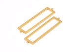 Gold Rectangle Connector, 2 Gold Plated Brass Rectangle Connectors With 2 Loops (57x14x1mm) E124