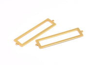 Gold Rectangle Connector, 2 Gold Plated Brass Rectangle Connectors With 2 Loops (57x14x1mm) E124