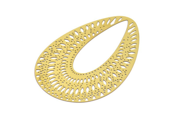 Brass Earring Charm ,4 Raw Brass Textured Drop Earring Charms Pendants, Findings (68x45mm) E535