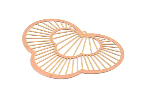 Brass Earring Charm ,4 Raw Brass Ethnic Motif Earring Charms With 1 Loop Pendants, Findings (64x46mm) E500