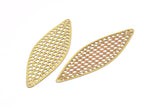 Brass Earring Charm , 6 Raw Brass Textured Marquise Earring Charms With 2 Holes Pendants, Findings (73x23mm) E448