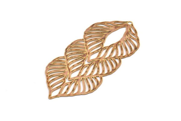 Brass Earring Charm ,6 Raw Brass Ethnic Motif Earring Charms With 1 Hole Pendants, Findings (61x26mm) E428