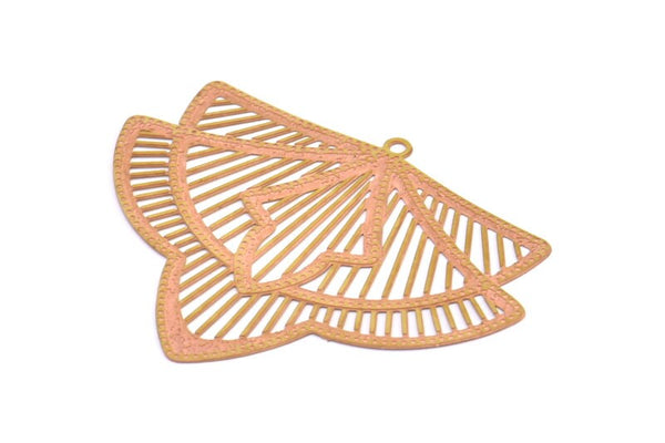 Brass Earring Charm ,6 Raw Brass Ethnic Motif Earring Charms With 1 Loop Pendants, Findings (37x46mm) E466