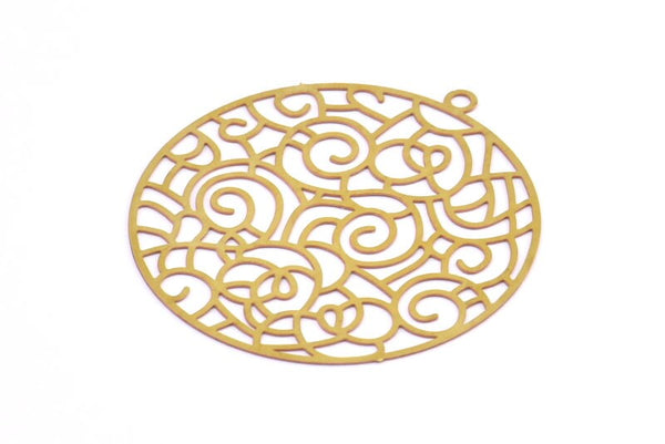 Brass Earring Charm ,10 Raw Brass Ethnic Motif Earring With 1 Loop Charms, Findings (36mm) E439