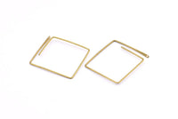 Brass Square Earring, 10 Raw Brass Wire Square Earring Charms With 1 Hole, Pendants, Findings (30x1mm) E548