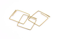 Brass Square Earring, 10 Raw Brass Wire Square Earring Charms With 1 Hole, Pendants, Findings (30x1mm) E548