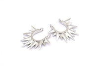 Gümüş Sunny Kolye, 2 Halka, Bulgular, Tılsımlar ile 5 Gümüş Tonlu Pirinç Sunny Etnik Kolye (24x24x2,5 mm) BS 2054 H0016