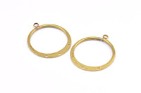 Brass Round Earring, 6 Raw Brass Round Earring Charms With 1 Loop and 3 Holes , Pendants, Findings (30mm) E546