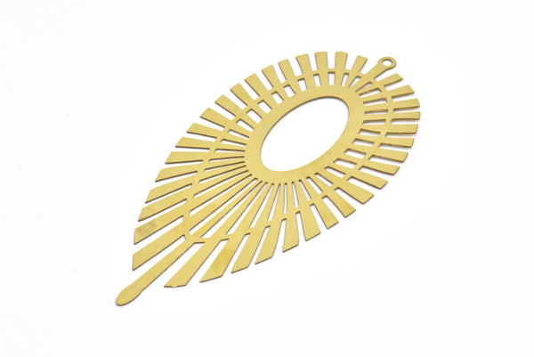 Brass Earring Charm ,4 Raw Brass Textured Drop Earring Charms With 1 Loop Pendants, Findings (80x38mm) E527